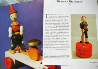 11p History Article,  Pics - Vtg Mid - Century Kohner Bros.  Wood Push Up Toys,