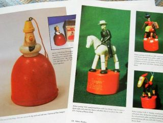11p History Article,  Pics - VTG Mid - Century Kohner Bros.  Wood Push Up Toys, 2