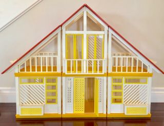 Vintage 1970’s A - Frame Barbie Dream House With Accessories And Dolls