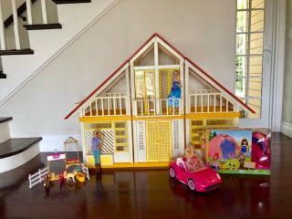 Vintage 1970’s A - Frame Barbie Dream House with accessories and dolls 3