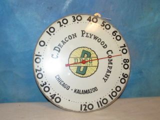 Vintage Outdoor Thermometer Advertising J C Deacon Plywood Chicago J1348
