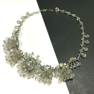 Wow Vintage Hi - End Clear Crystal & Rhinestone " Cha - Cha " Necklace Silver Pp120zs