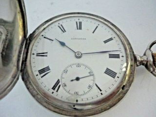 Vintage Longines SOLID SILVER 7 Grands Prix HUNTER Pocket Watch 1920s JW BENSON 5