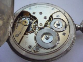 Vintage Longines SOLID SILVER 7 Grands Prix HUNTER Pocket Watch 1920s JW BENSON 8