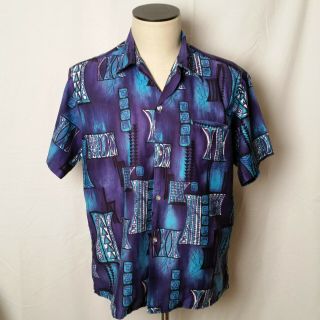 Vintage 1950s To 1960s Blue Tropicana Tiki Hawaiian Shirt Large 50 " Chest