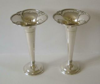 Good Quality Sterling Silver Vases Birmingham 1912 Elkington & Co 18 Cms