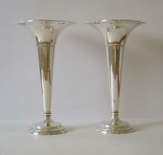 Good Quality Sterling Silver Vases Birmingham 1912 Elkington & Co 18 cms 3