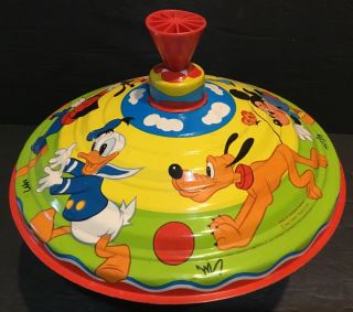 Vintage Metal Spinning Top Disney Mickey Pluto Goofy Donald Duck Lb2 W.  Germany