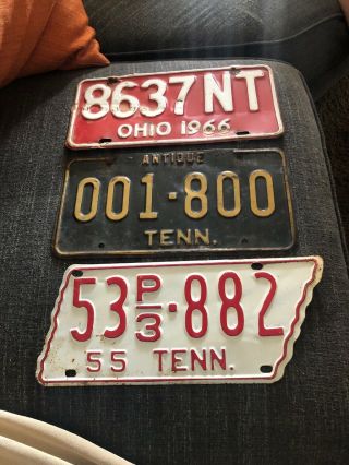 1955 Vintage Tennessee State Shaped License Plate Plus More Barn Find