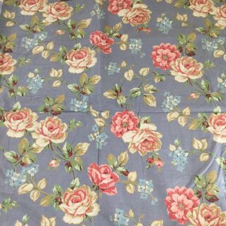 Vintage Ralph Lauren INSPIRED Queen Sheet Set Blue Floral - Flat Fitted Fabric 2