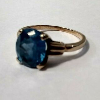Real Antique Gold Ring With Aquamarine Stone - 14kt Gold - 75,  Years Old