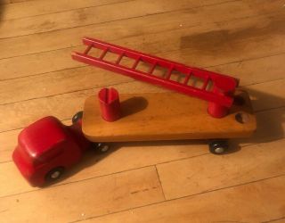 Vintage Wooden Toy Fire Truck Made By Creative Play Things