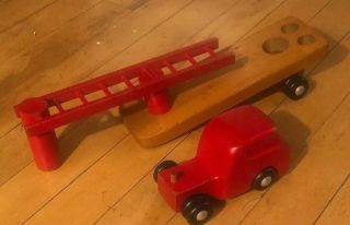 Vintage Wooden Toy Fire Truck Made By Creative Play Things 5