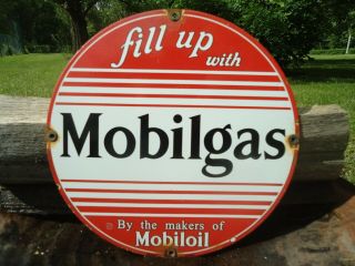 Vintage Old Mobiloil Mobilgas Porcelain Gas Station Sign