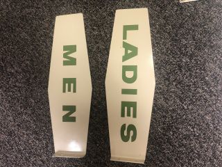 Vintage Texaco Restroom Signs Pair Men Ladies Flange Great Condirion 6