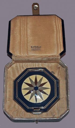 Vintage Ledebut Richard Hudnut Enamel Compact Fitted Leather Box Art Deco