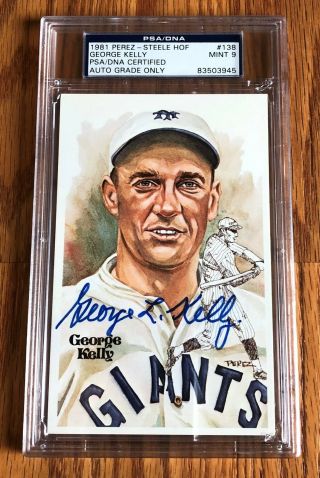 Hof Ny Giants George Kelly Signed Perez Steele Card Psa/dna Authenticated Rare