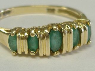 Vintage Solid 14 K Gold Natural Emeralds Ring Size 9