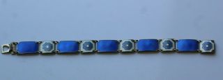 Vintage Signed David Andersen Norway Sterling Silver Blue Floral Enamel Bracelet 3