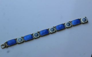 Vintage Signed David Andersen Norway Sterling Silver Blue Floral Enamel Bracelet 4