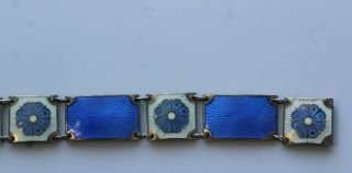 Vintage Signed David Andersen Norway Sterling Silver Blue Floral Enamel Bracelet 5