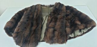 Vintage Real Brown Mink Fur Jacket Cape Stole One Size Women Universal