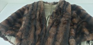 Vintage Real Brown Mink Fur jacket Cape Stole One Size Women Universal 3