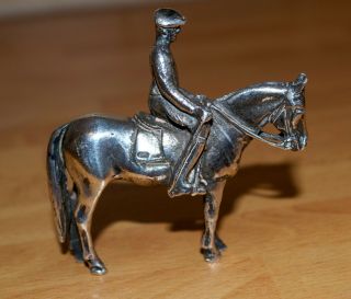 Vintage Solid Silver Art Sculpture Miniature Horse And Rider By Jge