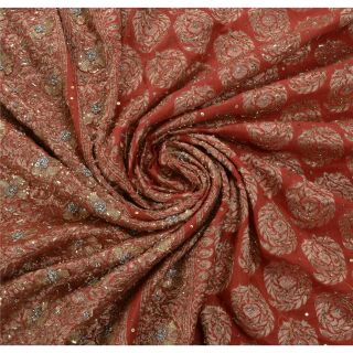 Sanskriti Vintage Pink Heavy Saree Pure Silk Woven Hand Bead Brocade Fabric Sari 5