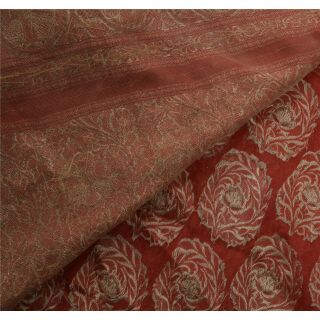 Sanskriti Vintage Pink Heavy Saree Pure Silk Woven Hand Bead Brocade Fabric Sari 6