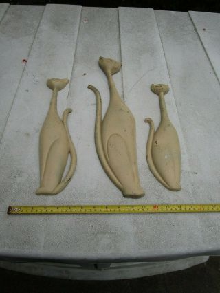 Vtg Set of 3 Sexton Siamese Cat Wall Hanging Plaques Mid Century Modern Metal 2