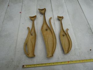 Vtg Set of 3 Sexton Siamese Cat Wall Hanging Plaques Mid Century Modern Metal 6