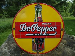 Vintage 1939 Drink Dr.  Pepper Good For Life Porcelain Advertising Soda Sign