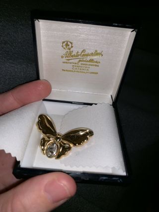 Vintage Designer 18k Yellow Gold & Diamond Butterfly Brooch Pin