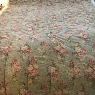 Ralph Lauren Charlotte Twin Comforter Green Vintage Floral Shabby Chic Rare 6