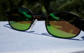 Vintg Retro Revo Sunglasses 1112/001 Green Mirror Lens Black Matt/tortoise Frame