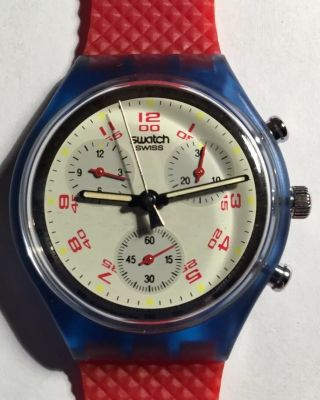 1992 Vintage Chrono Swatch Watch Scn103 Jfk Great Cond
