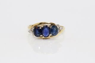 An Exquisite Vintage 18ct 750 Yellow Gold Sapphire & Diamond Cluster Ring 11794
