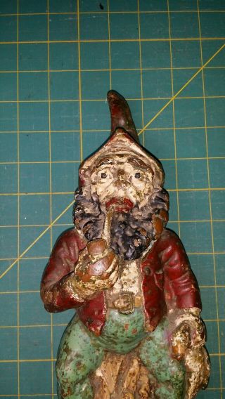 Vintage Antique Copper Clad Cement Garden Gnome painted 2