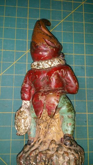 Vintage Antique Copper Clad Cement Garden Gnome painted 3