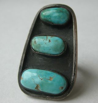 Vtg Old Hopi Indian Sterling Silver Blue Turquoise Ring Philibert Dennis? 8 3/4 3