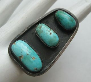 Vtg Old Hopi Indian Sterling Silver Blue Turquoise Ring Philibert Dennis? 8 3/4 6