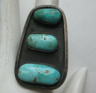 Vtg Old Hopi Indian Sterling Silver Blue Turquoise Ring Philibert Dennis? 8 3/4 7