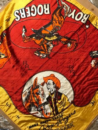 Rare Roy Rogers 1950’s Red And Yellow Silk Scarf Happy Trails Trigger Western