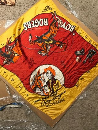 Rare ROY ROGERS 1950’s Red And Yellow Silk Scarf Happy Trails Trigger Western 2