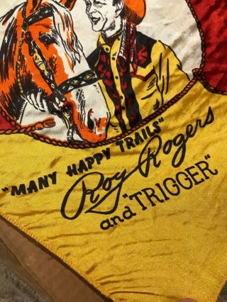 Rare ROY ROGERS 1950’s Red And Yellow Silk Scarf Happy Trails Trigger Western 3