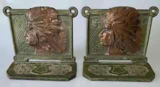 Vintage Cast Iron Native American Indian Book Ends