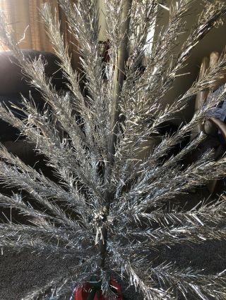 Vintage Silver Aluminum Tinsel 4 Foot Christmas Tree 4 ' 3