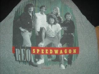 Vtg 80s Reo Speedwagon Rock Wheels Are Turnin Tour Concert 1984 Jersey Shirt