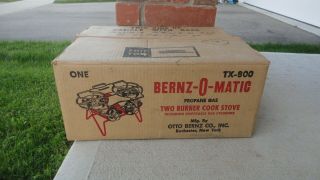 Vintage Camping Stove Bernz - O - Matic Two Bunner Cook Stove Rochester N.  Y.  Nos